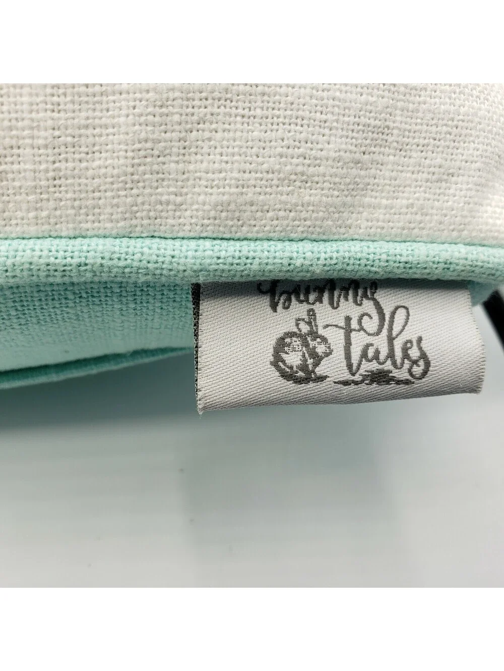 Bunny Tales Accent Throw Pillow Beaded Hedgehogs Embroidered 20x14 White Teal